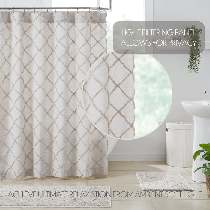 Frayed Lattice Oatmeal Shower Curtain 72x72