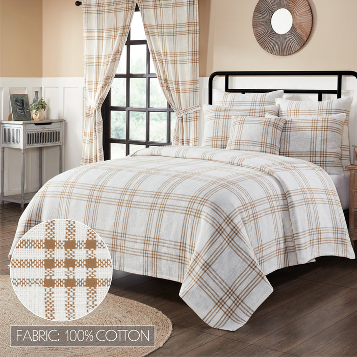 Wheat Plaid King Coverlet 97x110