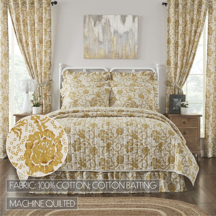 Dorset Gold Floral Luxury King Quilt 120WX105L