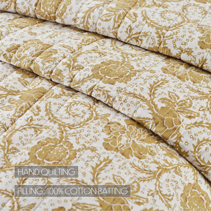 Dorset Gold Floral King Quilt 105Wx95L