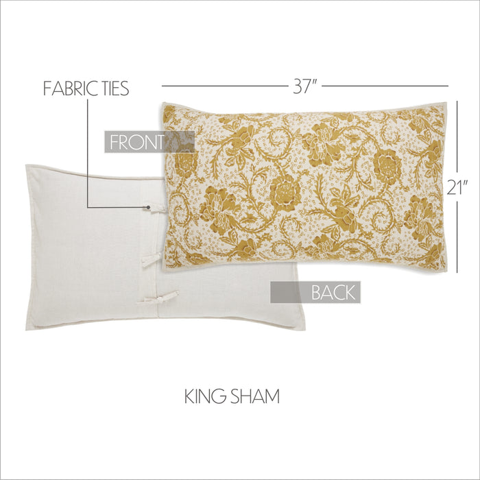 Dorset Gold Floral King Sham 21x37