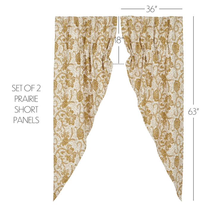 Dorset Gold Floral Prairie Short Panel Set of 2 63x36x18