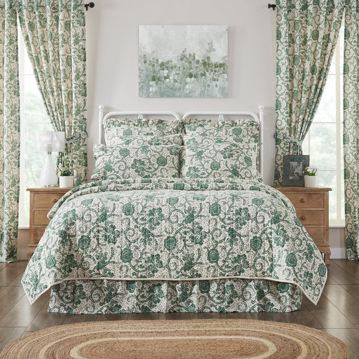 Dorset Green Floral King Quilt 105Wx95L