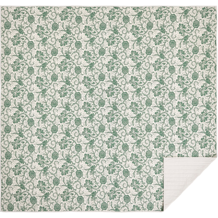 Dorset Green Floral King Quilt 105Wx95L