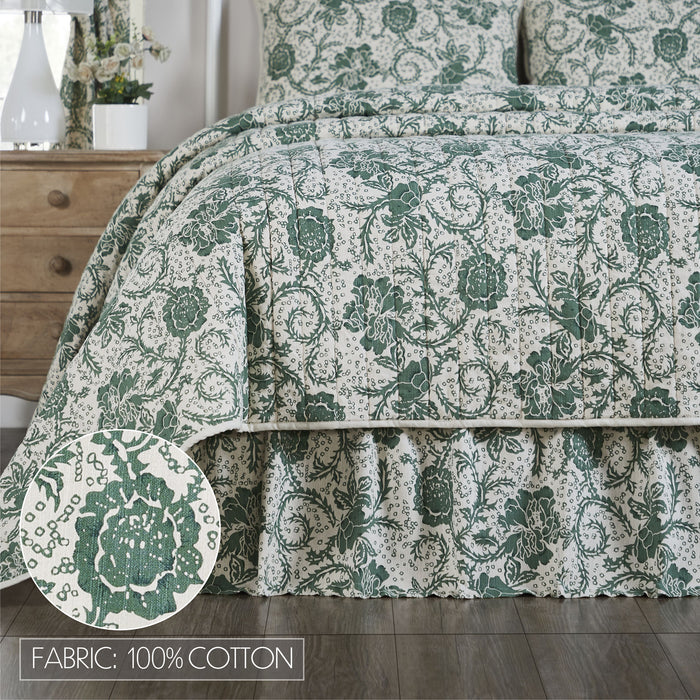 Dorset Green Floral Twin Bed Skirt 39x76x16