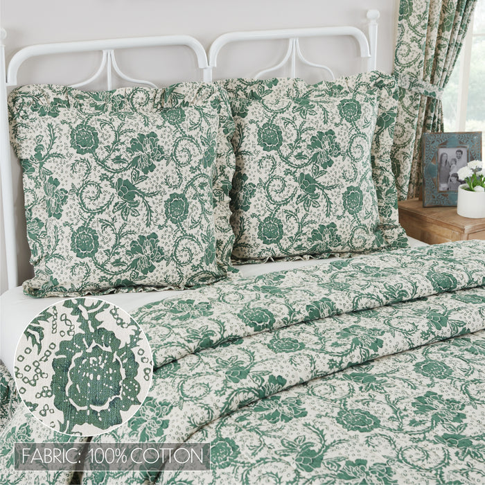 Dorset Green Floral Fabric Euro Sham 26x26