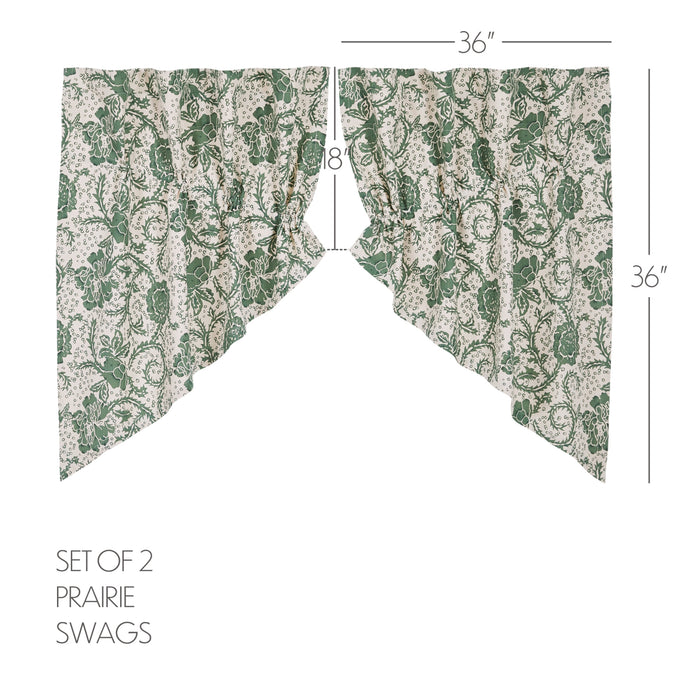 Dorset Green Floral Prairie Swag Set of 2 36x36x18