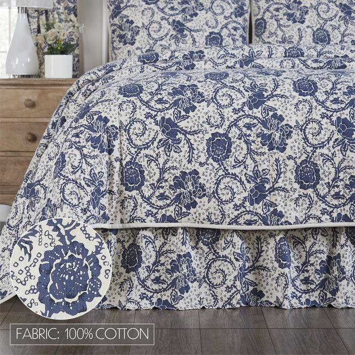 Dorset Navy Floral King Bed Skirt 78x80x16