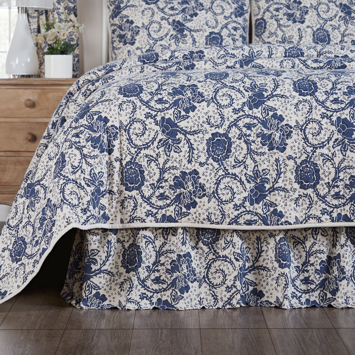 Dorset Navy Floral King Bed Skirt 78x80x16