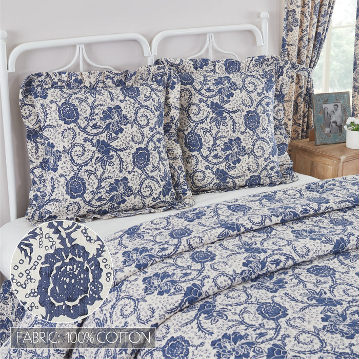 Dorset Navy Floral Fabric Euro Sham 26x26