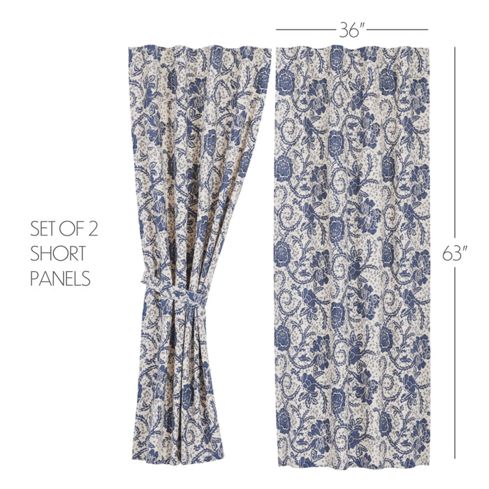 Dorset Navy Floral Short Panel Set of 2 63x36