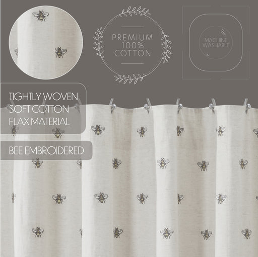 Embroidered Bee Shower Curtain 72x72