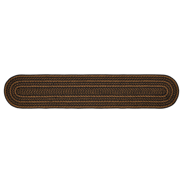 Black & Tan Jute Oval Runner 13x72