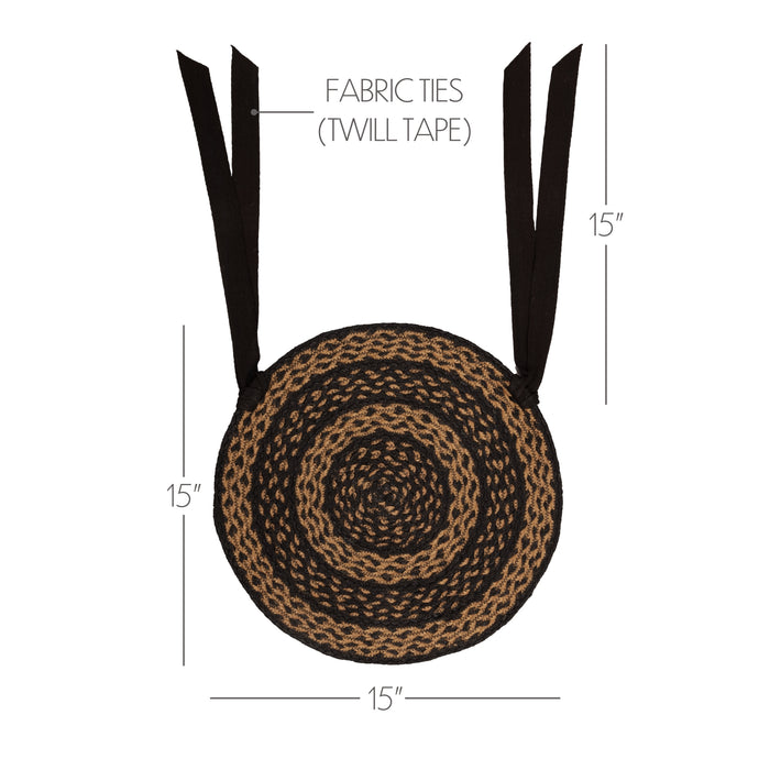 Black & Tan Jute Chair Pad 15 inch Diameter