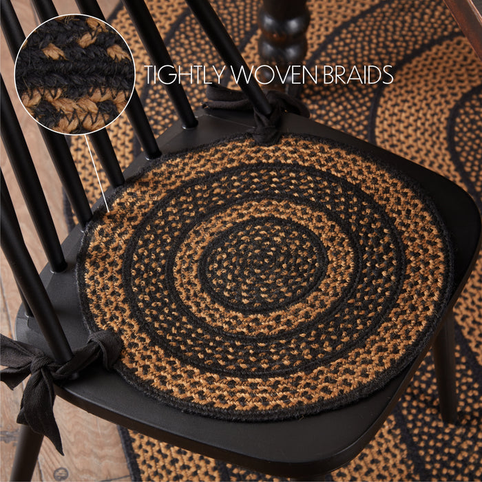 Black & Tan Jute Chair Pad 15 inch Diameter