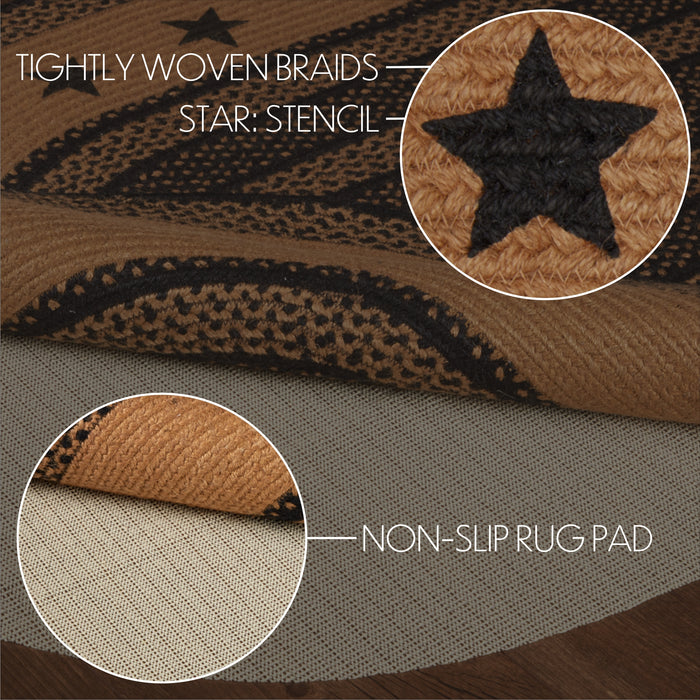 Farmhouse Jute Rug Oval Stencil Stars w/ Pad 60x96