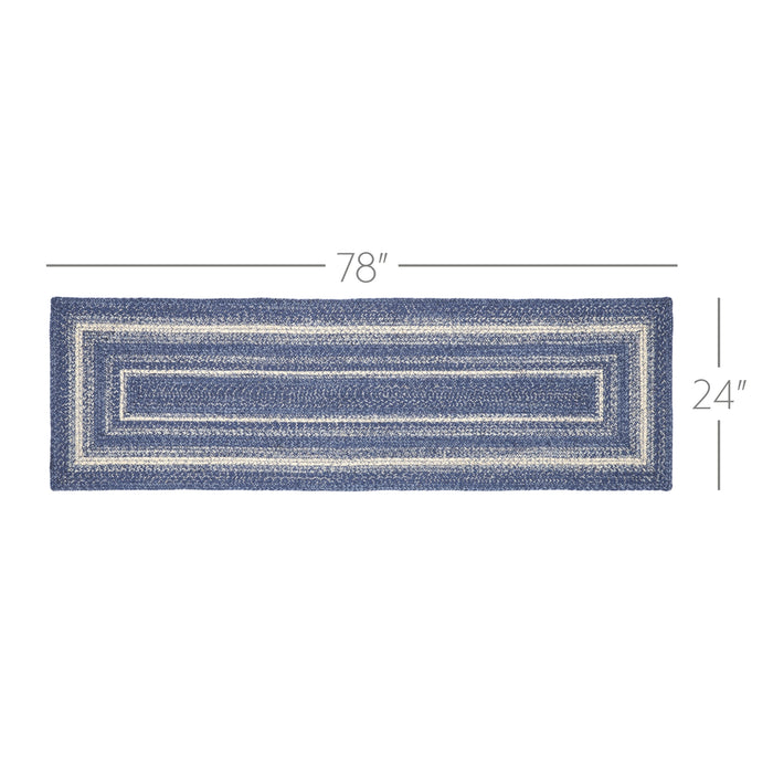 Great Falls Blue Jute Rug/Runner Rect w/ Pad 24x78