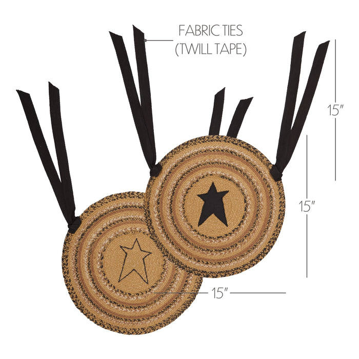 Kettle Grove Jute Chair Pad Applique Star 15 inch Diameter