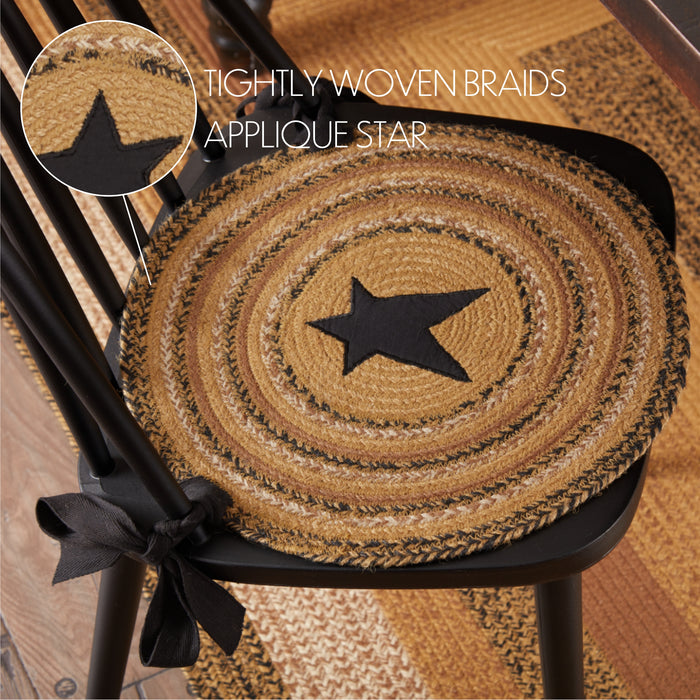 Kettle Grove Jute Chair Pad Applique Star 15 inch Diameter