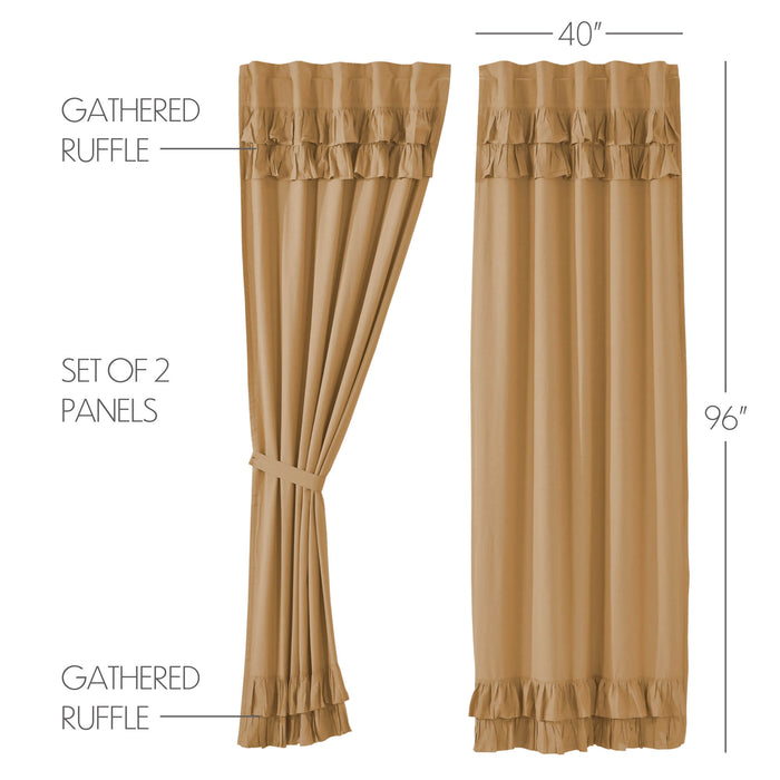 Simple Life Flax Khaki Ruffled Panel Set of 2 96x40