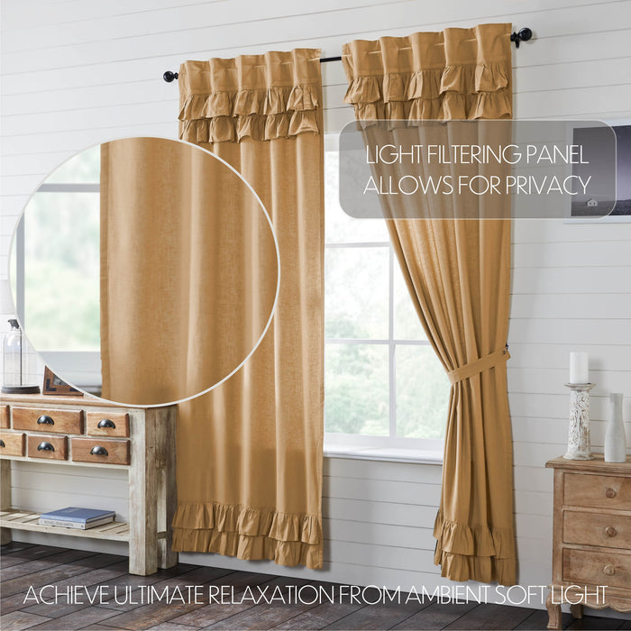 Simple Life Flax Khaki Ruffled Panel Set of 2 96x40