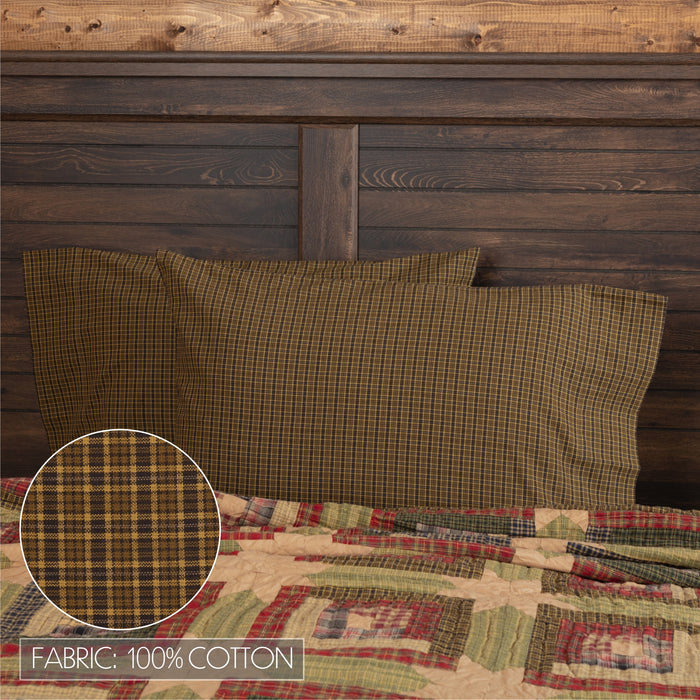 Tea Cabin Green Plaid Standard Pillow Case Set of 2 21x30