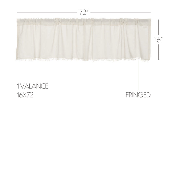 Tobacco Cloth Antique White Valance Fringed 16x72