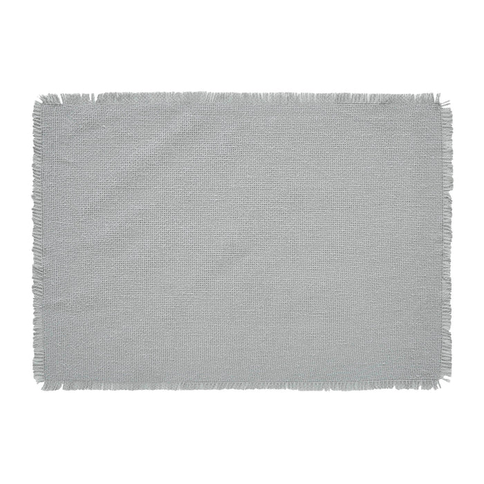 Burlap Dove Grey Placemat Set of 6 Fringed 13x19