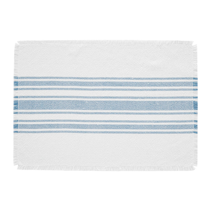 Antique White Stripe Blue Indoor/Outdoor Placemat Set of 6 13x19