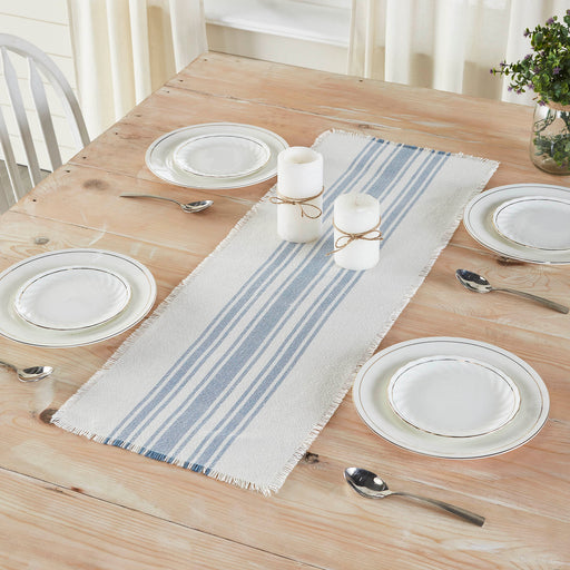 Antique White Stripe Blue Indoor/Outdoor Runner 12x36