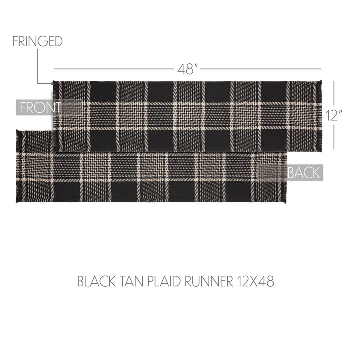 Eston Black Tan Plaid Runner 12x48