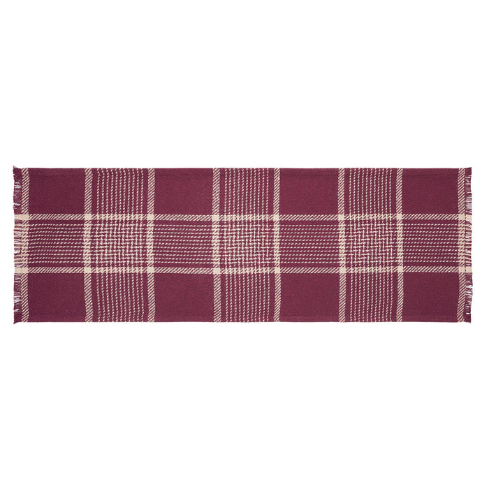 Eston Burgundy Tan Plaid Runner 12x36