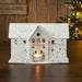 Tealight Holder Metal Village House B Antique White 6.75x10.5x5.5