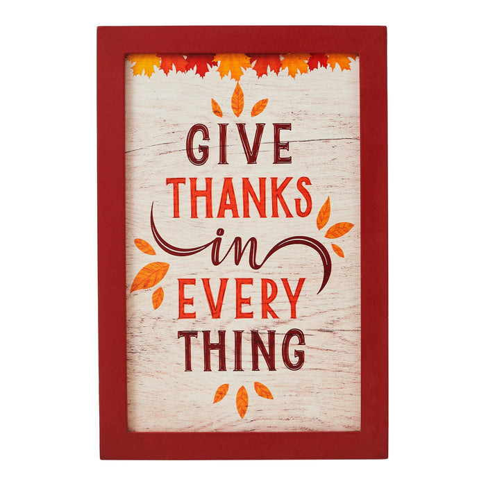 Give Thanks In Everything Fall Leaves Wall Sign 12x8