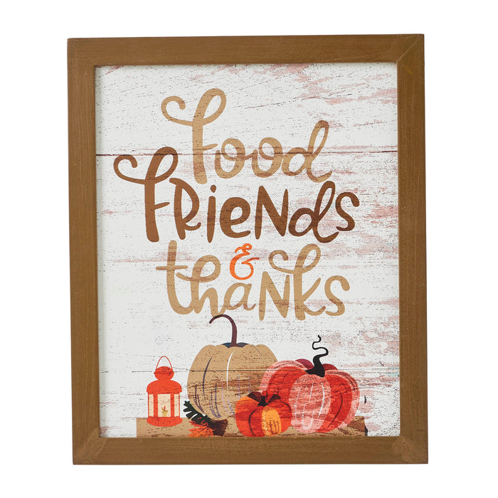 Food Friends & Thanks Wall Sign 12x10