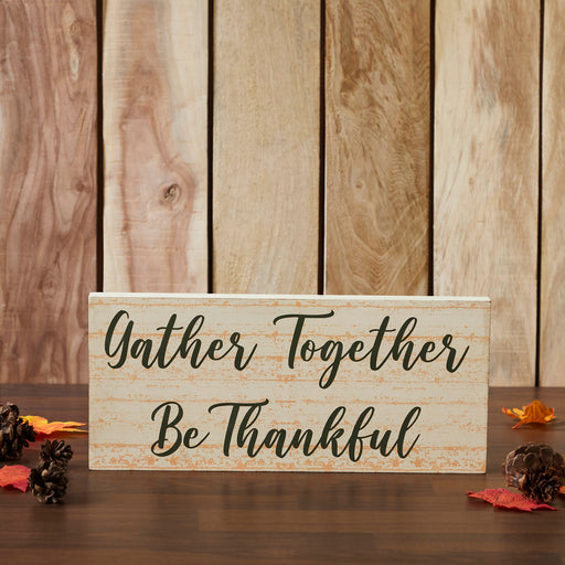 Gather Together Be Thankful Green on Cream Base MDF Sign 7x16