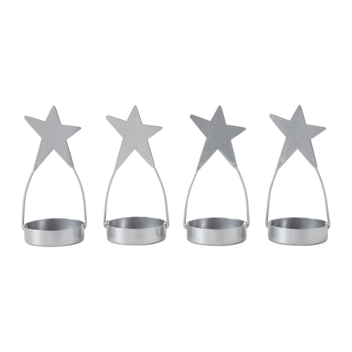 Star Tealight Holder Silver Set of 4 4x1.75x1.75