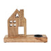 Tealight Holder Wooden Saltbox House w/ Star Natural 9x6.75x2.5