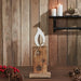 White Flame Natural Candle w/ Stars Wooden Figurine 12x5x2