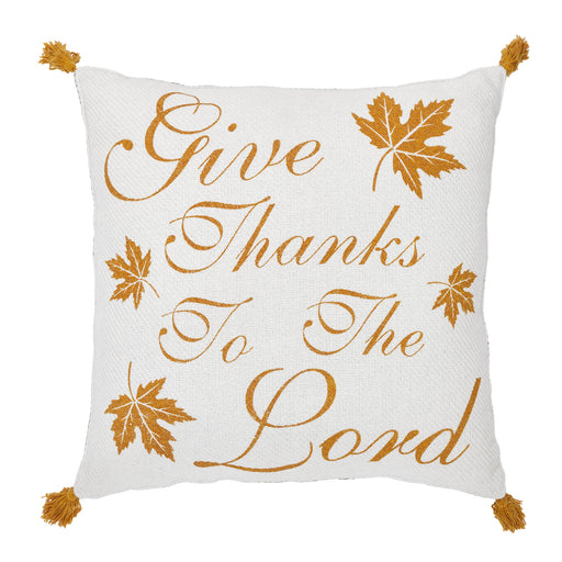 Harvest Blessings Give Thanks to the Lord Woven Pillow 18x18