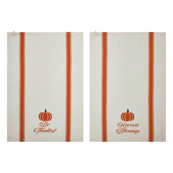 Harvest Blessings Pumpkin Tea Towel Set of 2 19x28