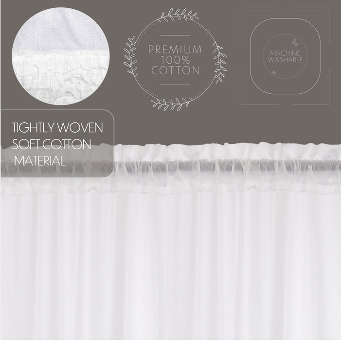 White Ruffled Sheer Swag Set of 2 36x36x16