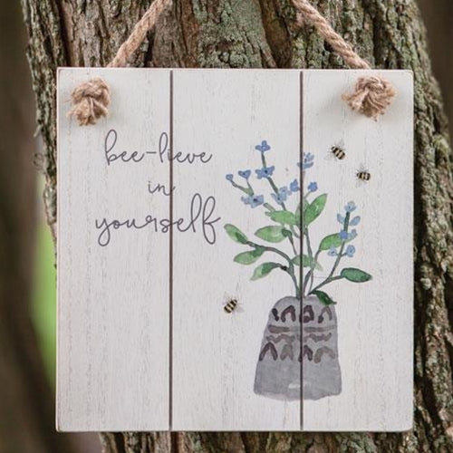 Bee-lieve in Yourself Distressed Shiplap Sign