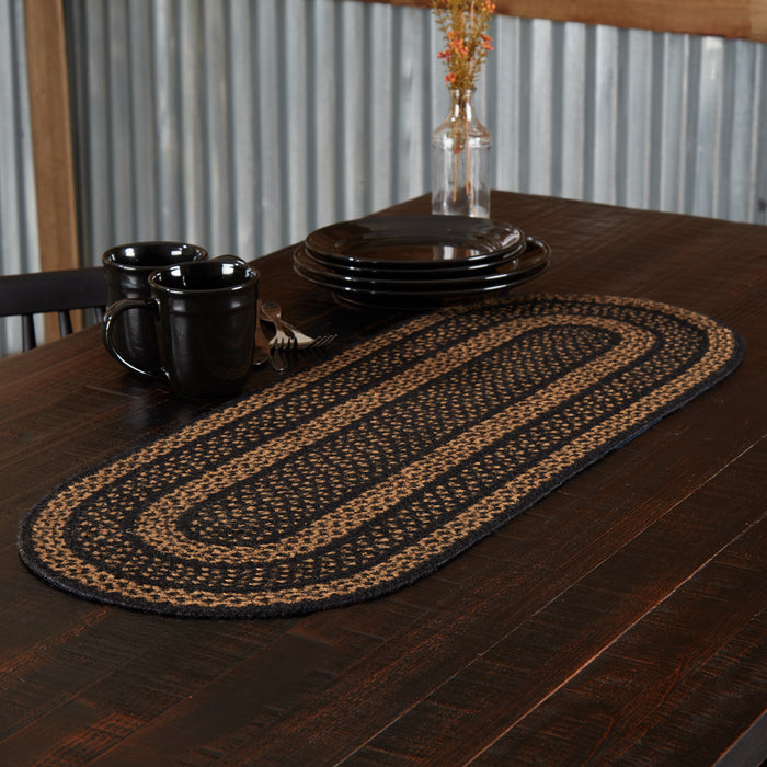 Black & Tan Jute Runner 13x36