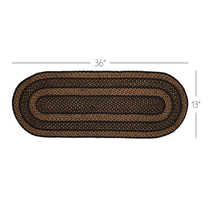 Black & Tan Jute Runner 13x36