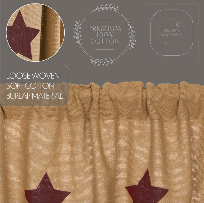 Burlap w/Burgundy Stencil Stars Tier Set of 2 L36xW36