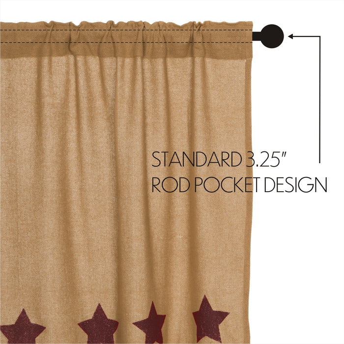 Burlap w/Burgundy Stencil Stars Tier Set of 2 L24xW36