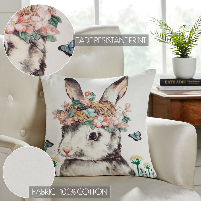 Garden Bunny Pillow 18x18