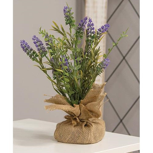 Purple Tabletop Wildflowers w/Burlap Base