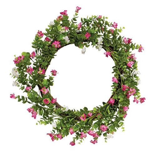 Pink & White Wildflower & Twig Wreath